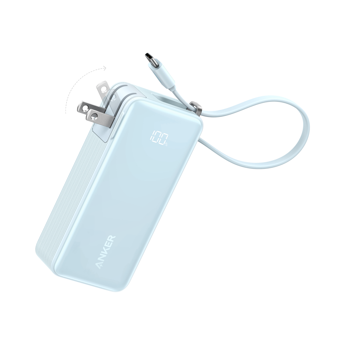 Anker Power Bank 10,000mAh – 30W Fast Charging, Built-In USB-C Cable