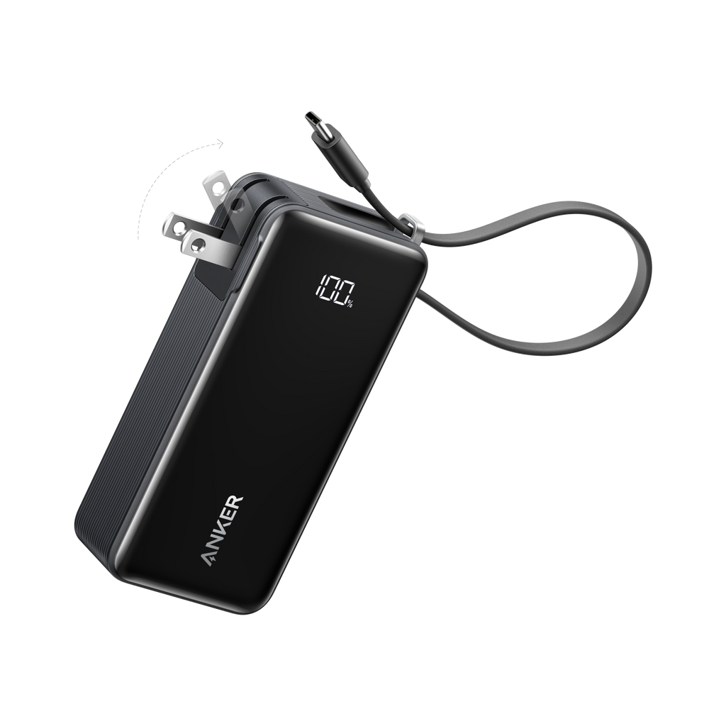 Anker Power Bank 10,000mAh – 30W Fast Charging, Built-In USB-C Cable
