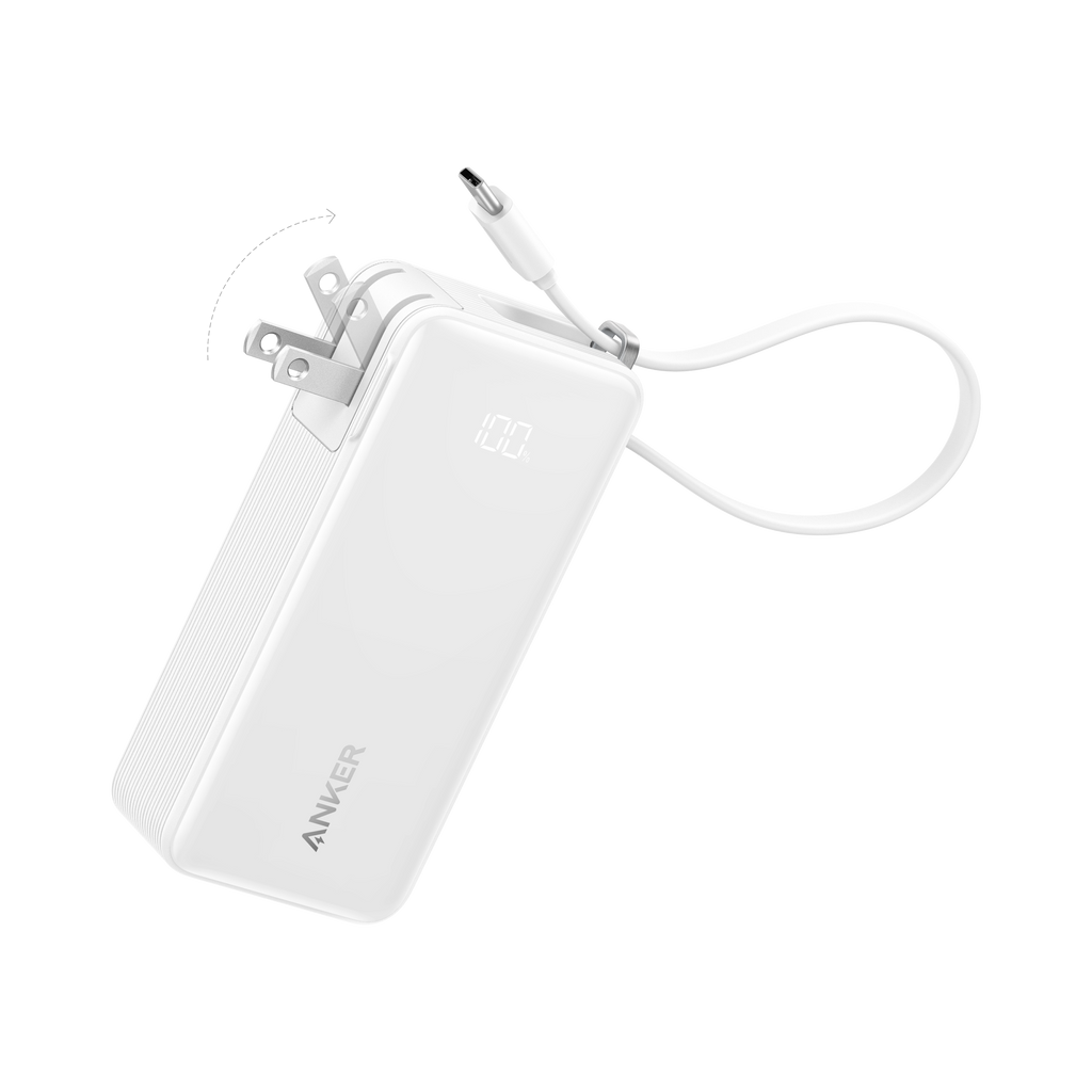 Anker Power Bank 10,000mAh – 30W Fast Charging, Built-In USB-C Cable