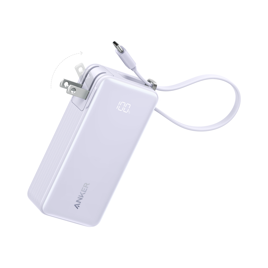 Anker Power Bank 10,000mAh – 30W Fast Charging, Built-In USB-C Cable