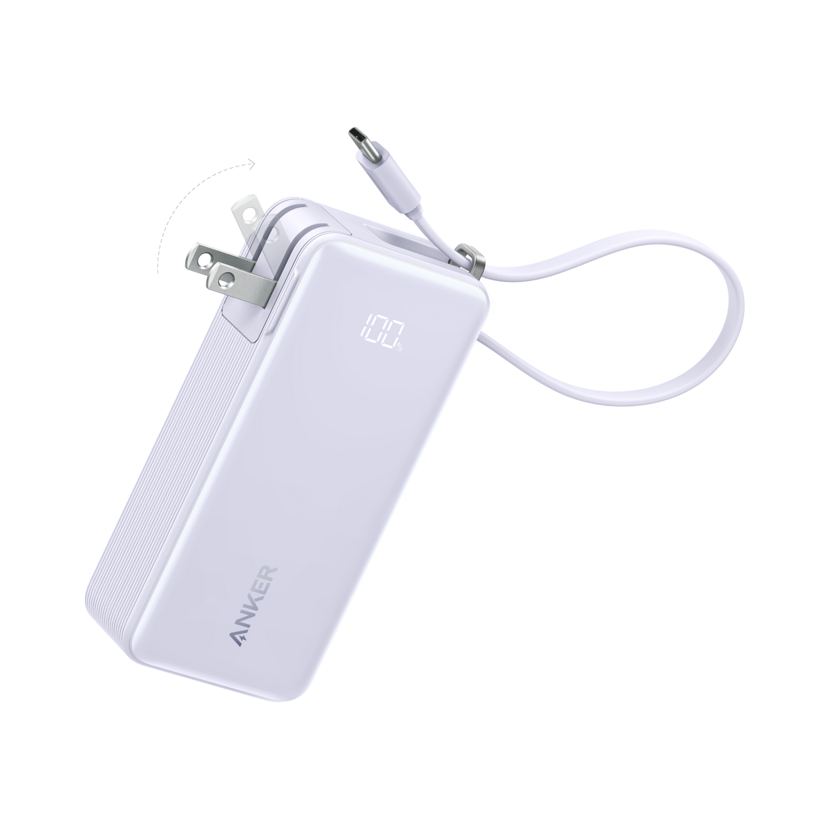 Anker Power Bank 10,000mAh – 30W Fast Charging, Built-In USB-C Cable
