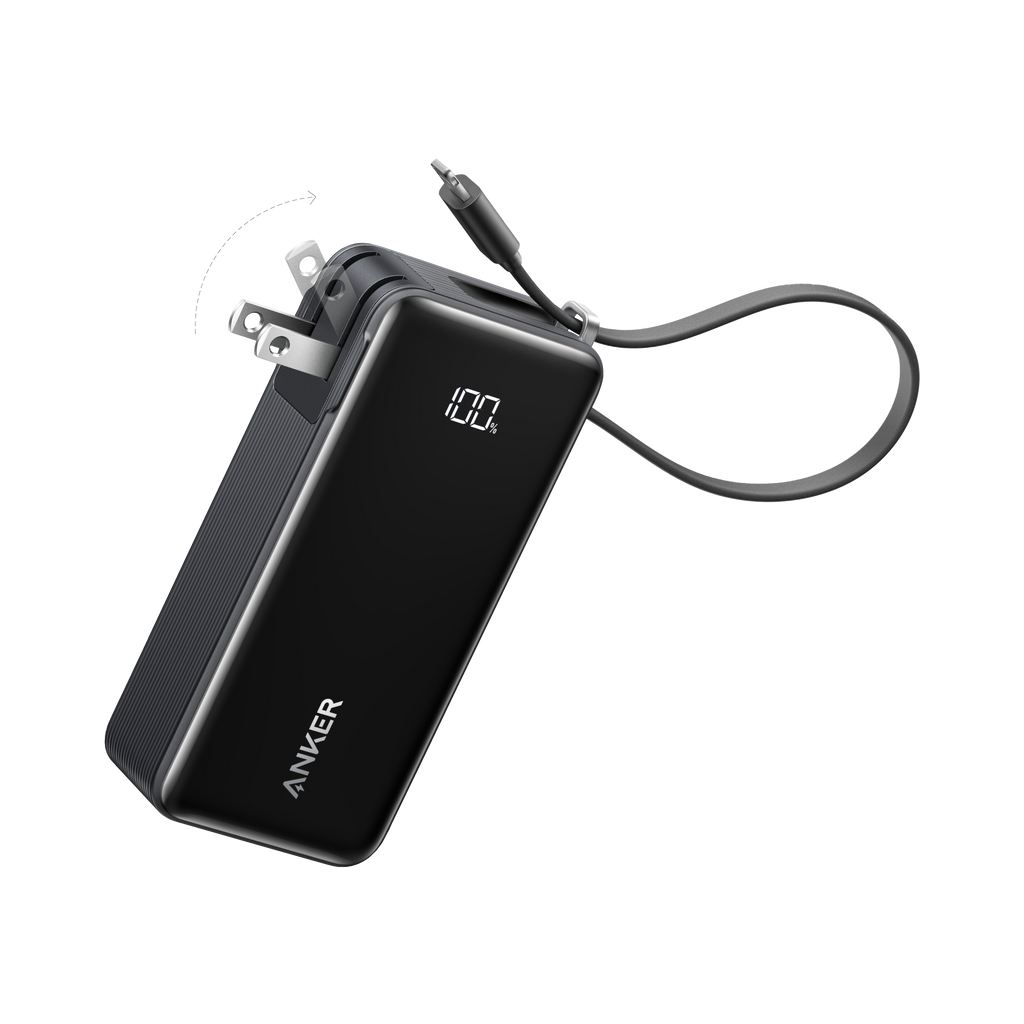 Anker Power Bank 10,000mAh – 30W Fast Charging, Built-In USB-C Cable