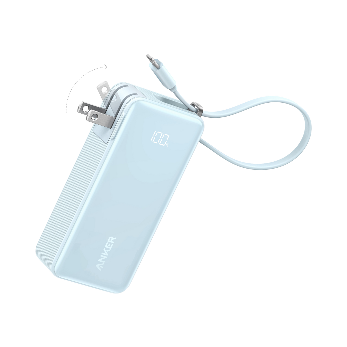 Anker Power Bank 10,000mAh – 30W Fast Charging, Built-In USB-C Cable