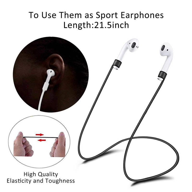 Anti lost Silicone Holder for AirPods Portable Anti lost Strap Cord Silicone Protective Eartips for earpods